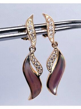 Kabana 14K Rose Gold Mother of Pearl Inlay Diamond Drop Earrings